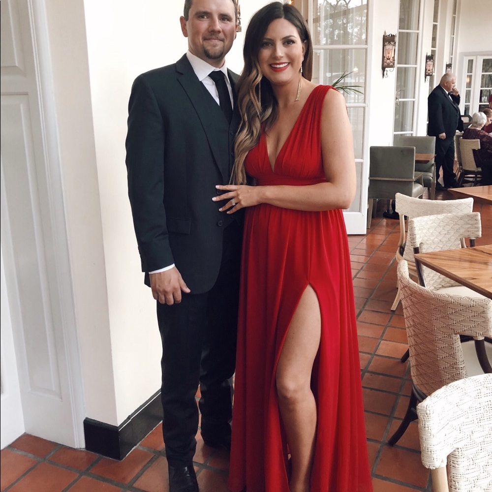 Red maxi dress